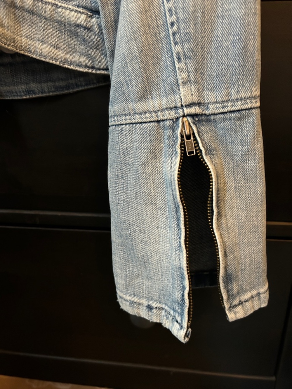 Light Wash Denim Moto Jacket - Picture 4 of 12